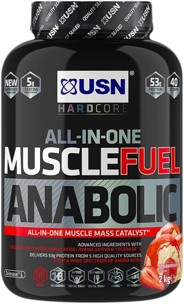 USN Muscle Fuel Anabolic Strawberry All-in-one Protein Powder Shake